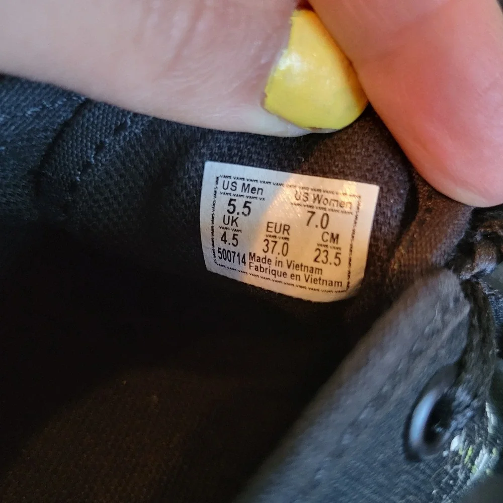Vans Midnight Floral‎ Lace Up Sneakers Black White Size 7